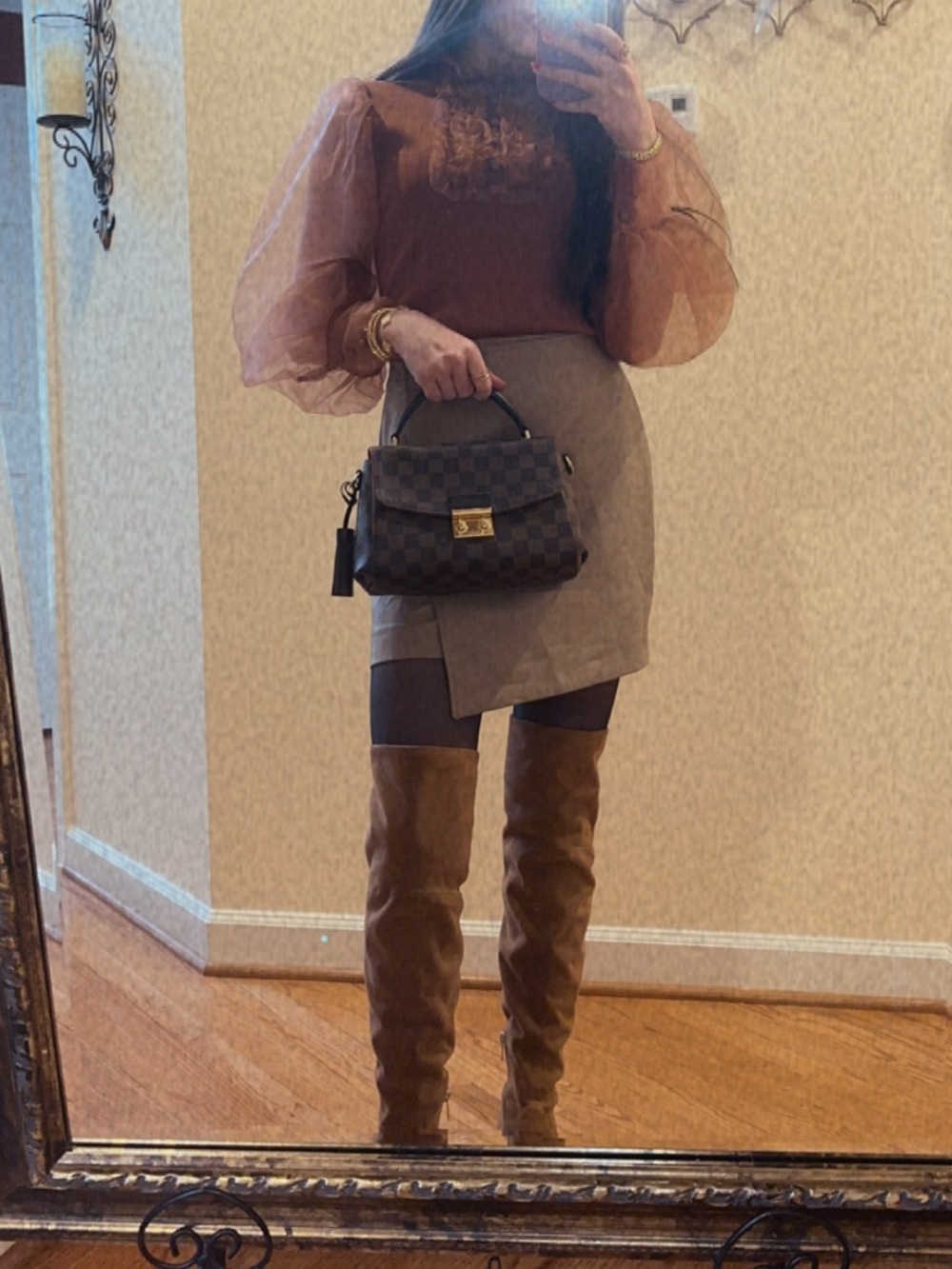 Zara Rust Brown Ruffled Sleeve Top - Picture 4 of 4